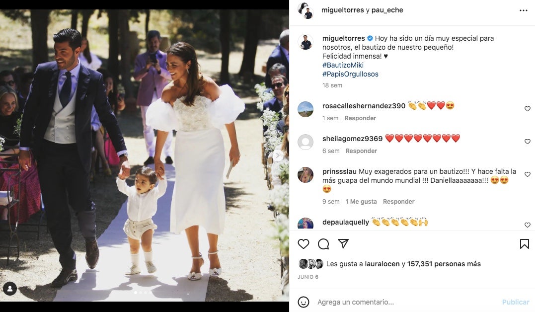 Paula Echevarría i Miguel Torres, el dia del bateig del fill - Instagram
