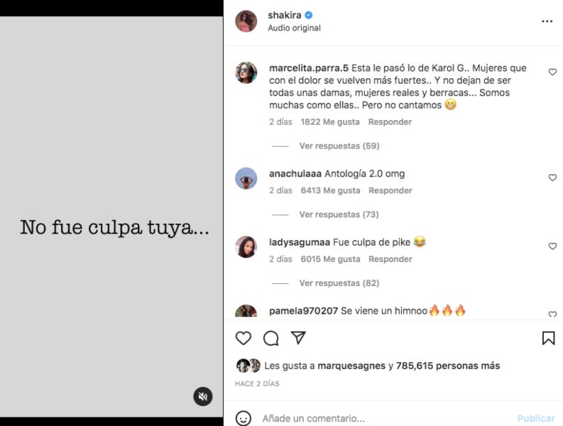 Shakira deixa caure que podria haver escrit una cançó sobre la ruptura - Instagram