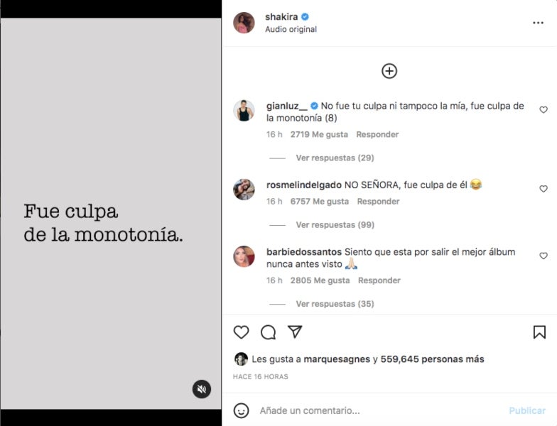 Shakira podria estar donant moltes pistes - Instagram