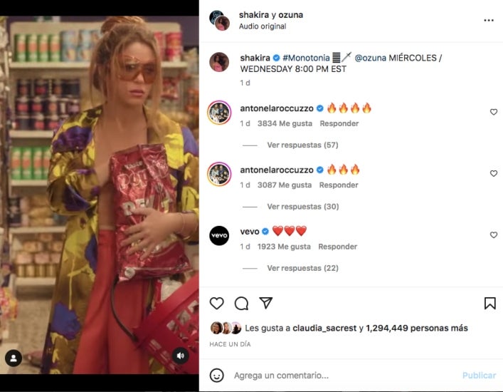 Shakira promociona 'Monotonía' - Instagram
