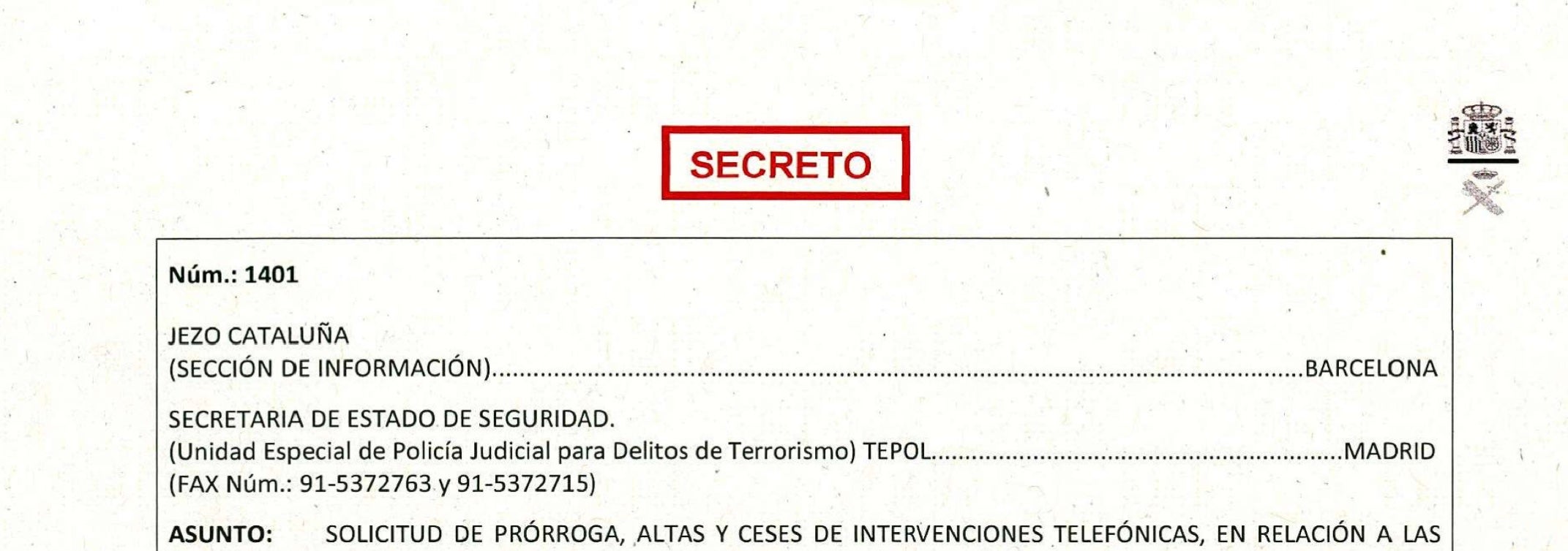 Part de l'informe de la Guàrdia Civil sobre l'estructura piramidal per fer la independència/QS