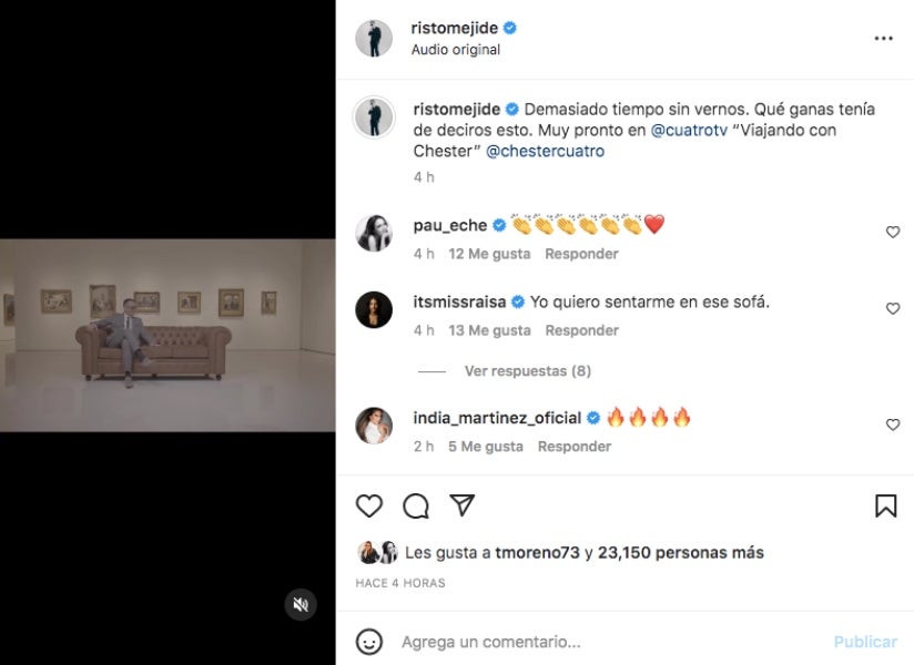 Risto torna amb el 'Chester' - Instagram