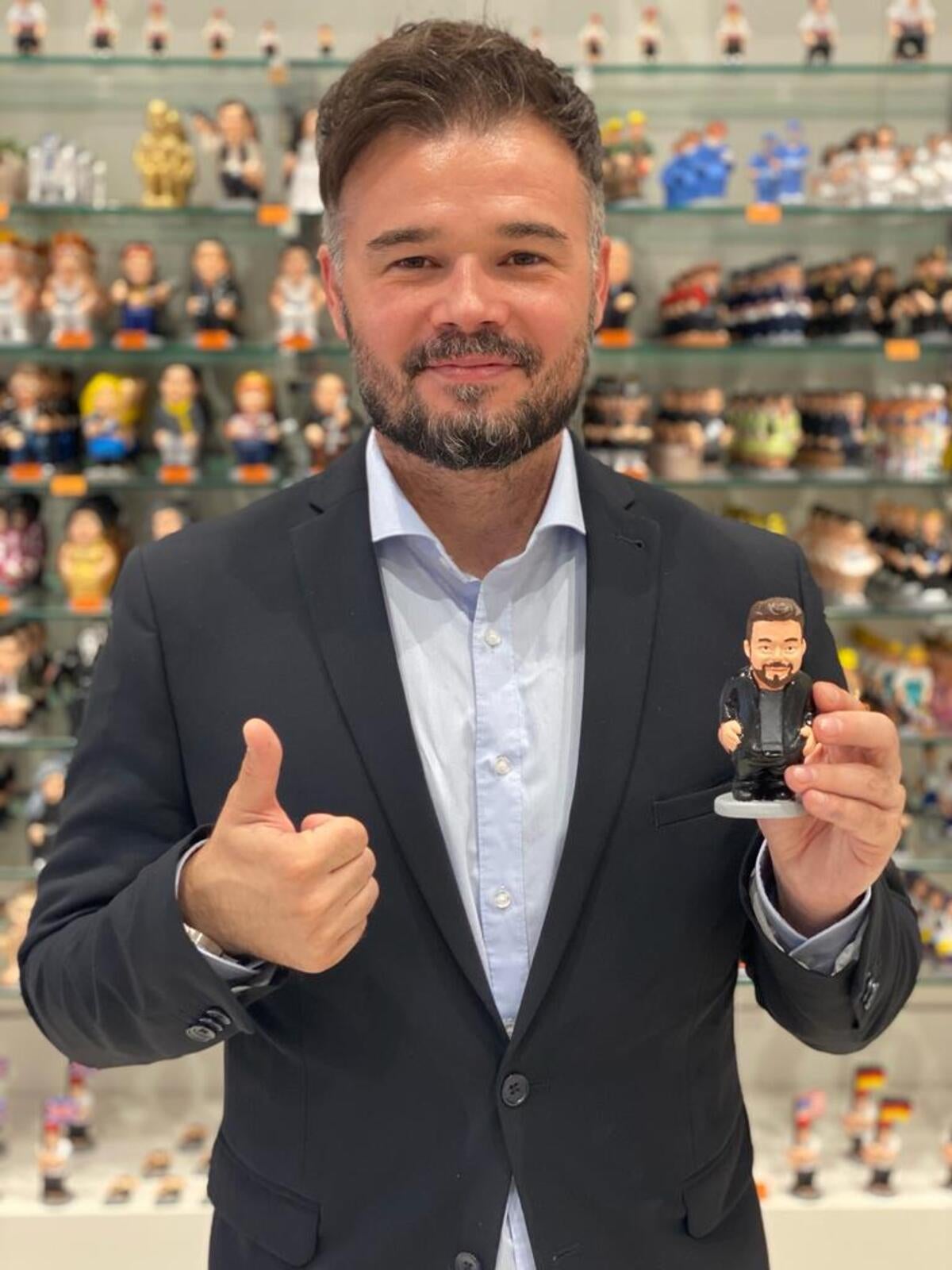 Gabriel Rufián a la botigade caganers.com a Madrid
