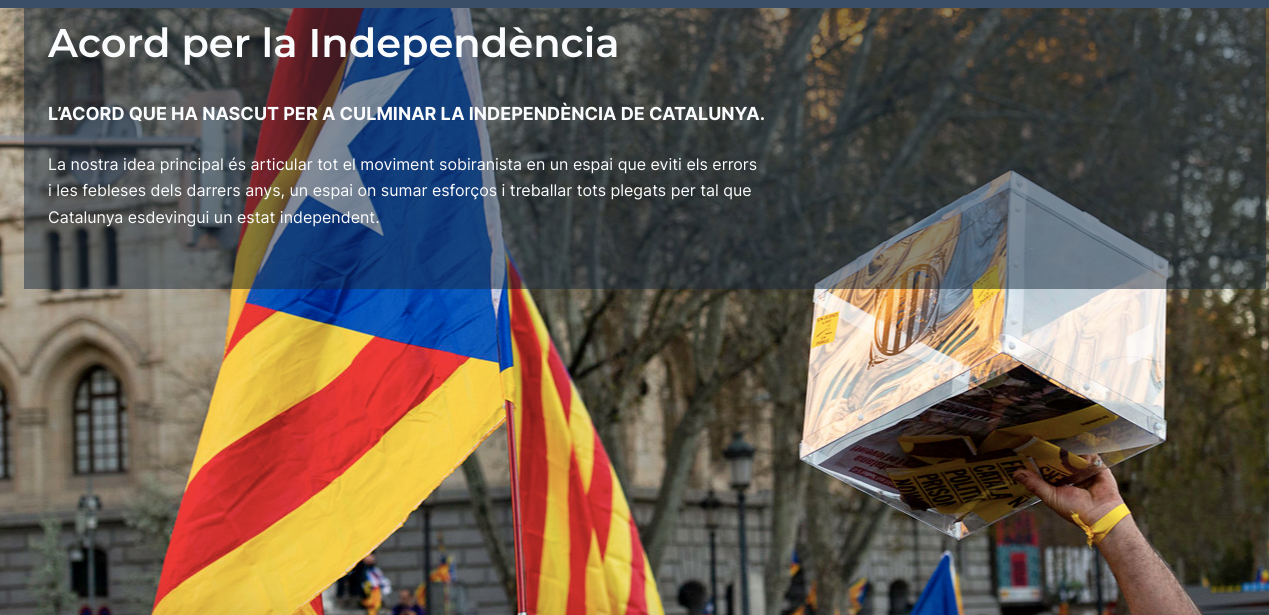 Web d'Acord per la Independència, on aquest diumenge es penjarà la ponència política

