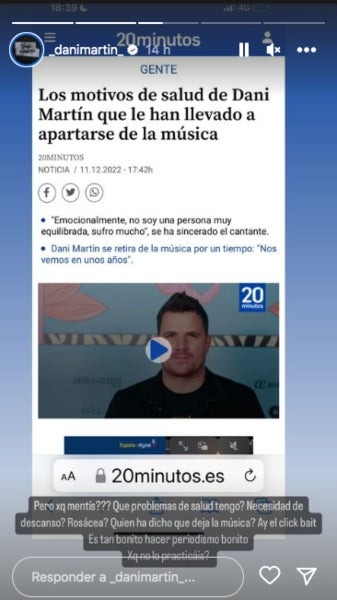 El cantant diu què hi ha de veritat en els rumors - Instagram