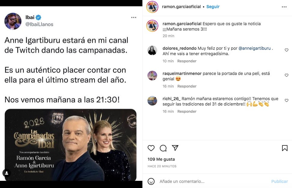 Ramón García, content amb el fitxatge d'Anne Igartiburu per Twitch - Instagram