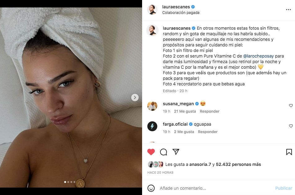La 'influencer' publica detalls de la rutina facial - Instagram