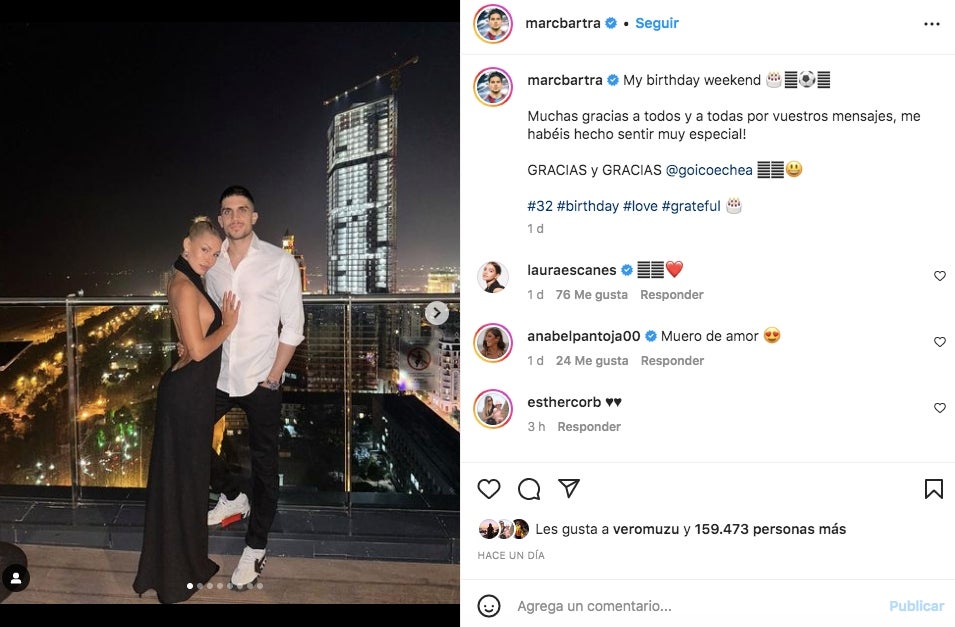 Marc Bartra i Jessica Goicoechea confirmen la seva relació - Instagram