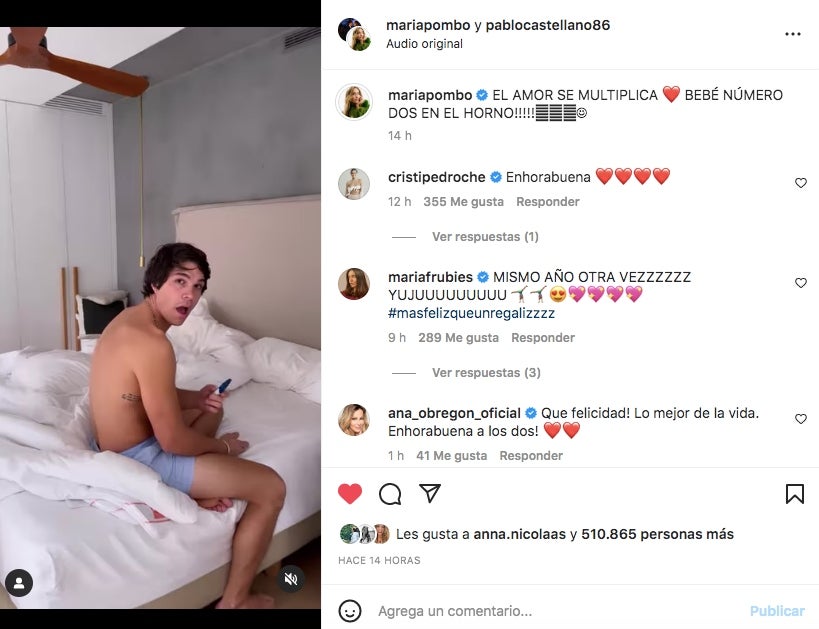 Pablo Castellano, content amb l'anunci del segon embaràs - Instagram