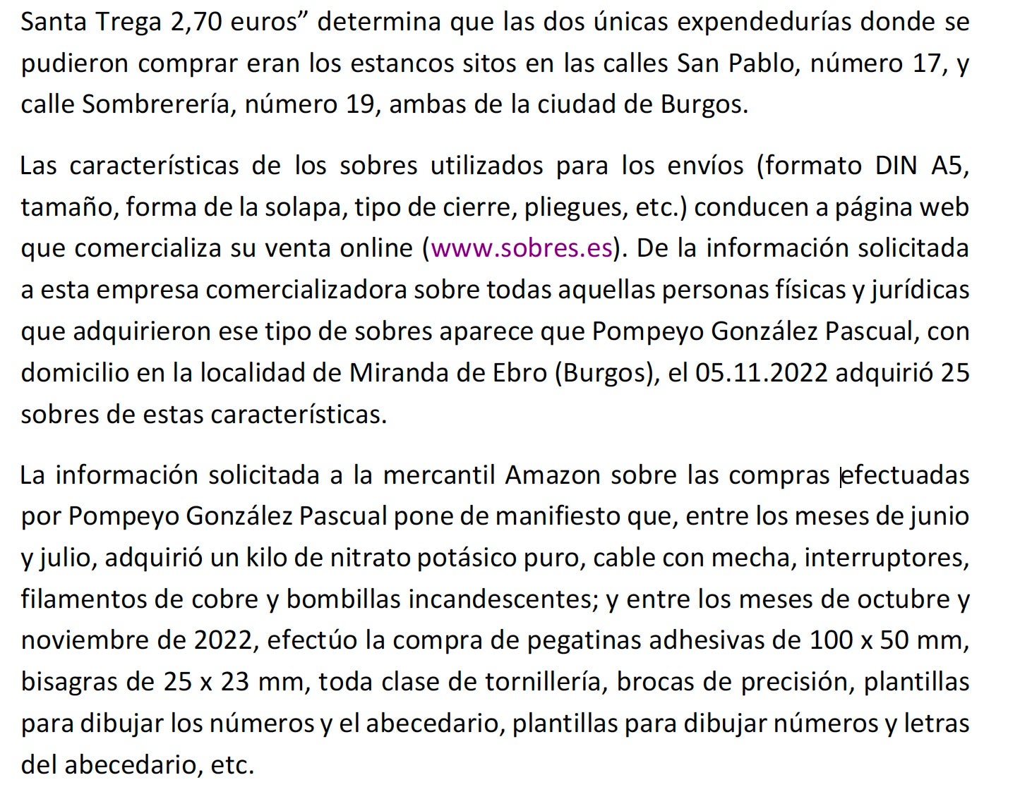 Part de la interlocutòria del jutge on mana presó per en Pompeyo per haver remès les cartes/QS