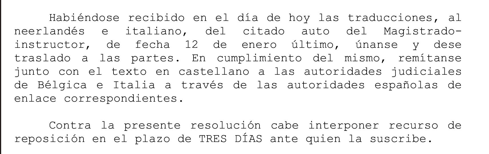 Part de la diligència d'ordenació amb què s'envia la traducció a Bèlgica i Itàlia/Quico Sallés