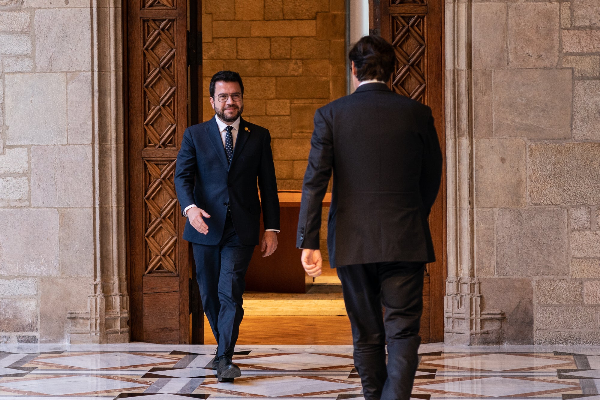 Signatura del pacte pressupostari entre el President de la Generalitat, Pere Aragonès, i el primer secretari del PSC, Salvador Illa. 01/02/2023 / Mireia Comas