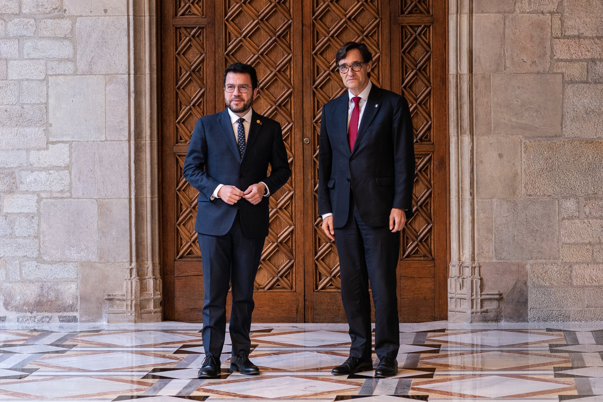 Signatura del pacte pressupostari entre el President de la Generalitat, Pere Aragonès, i el primer secretari del PSC, Salvador Illa. 01/02/2023 / Mireia Comas