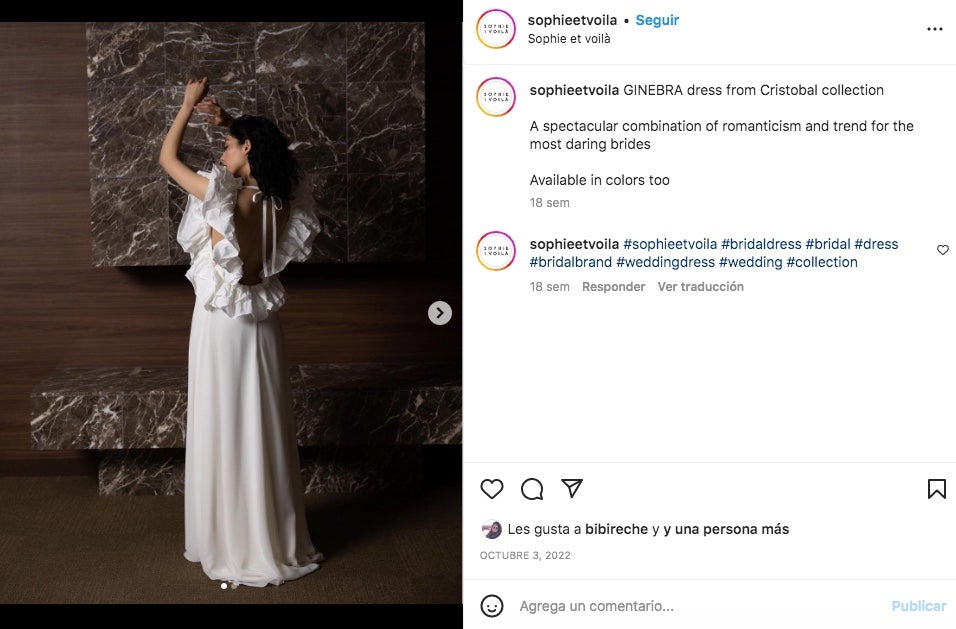 La dissenyadora del vestit de núvia de la tertuliana té molts exemples a Instagram
