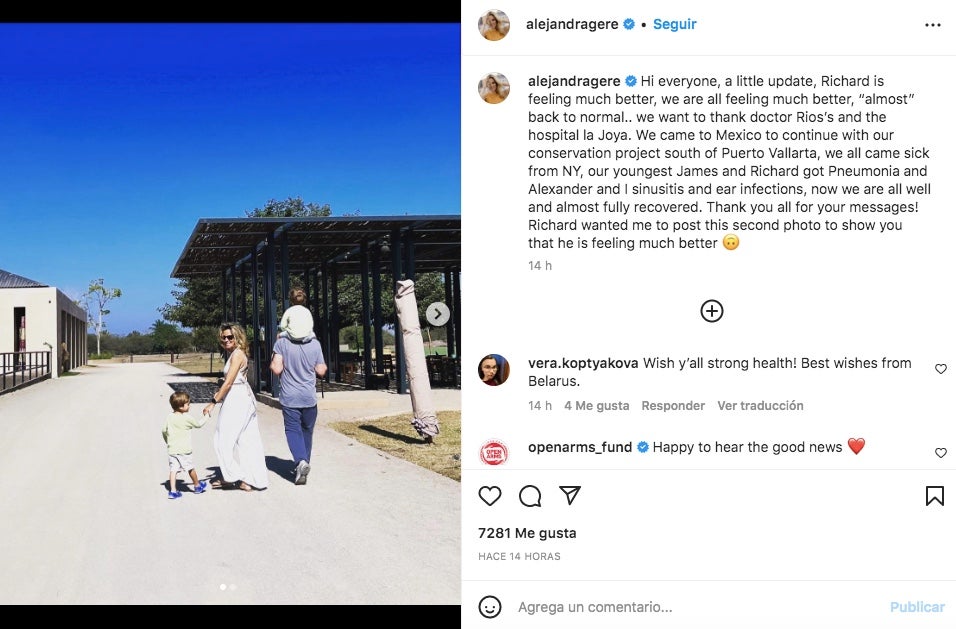 La mujer de Richard Gere asegura que el actor se encuentra mejor - Instagram