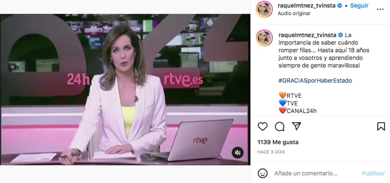 La periodista deixa TVE després de molts anys - Instagram