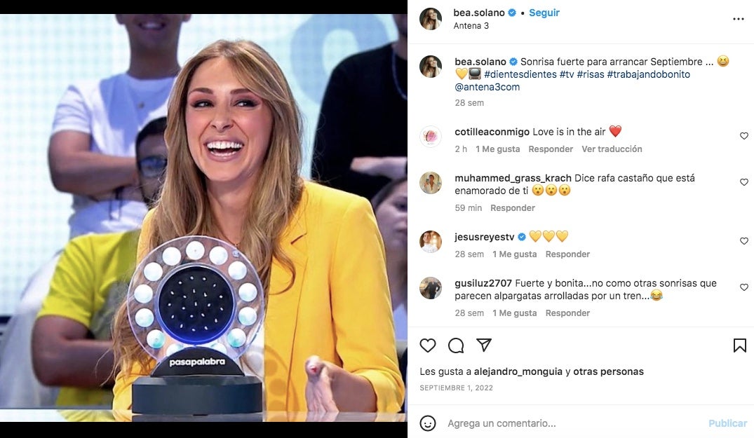 Beatriz Solano publica una fotografia del seu pas per Pasapalabra - Instagram