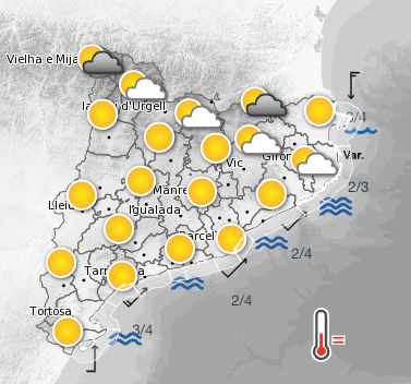 Previsió meteorològica del dissabte a la tarda / Meteocat