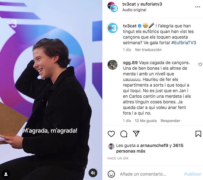 El programa de TV3 anuncia quins temes hi sonaran - Instagram