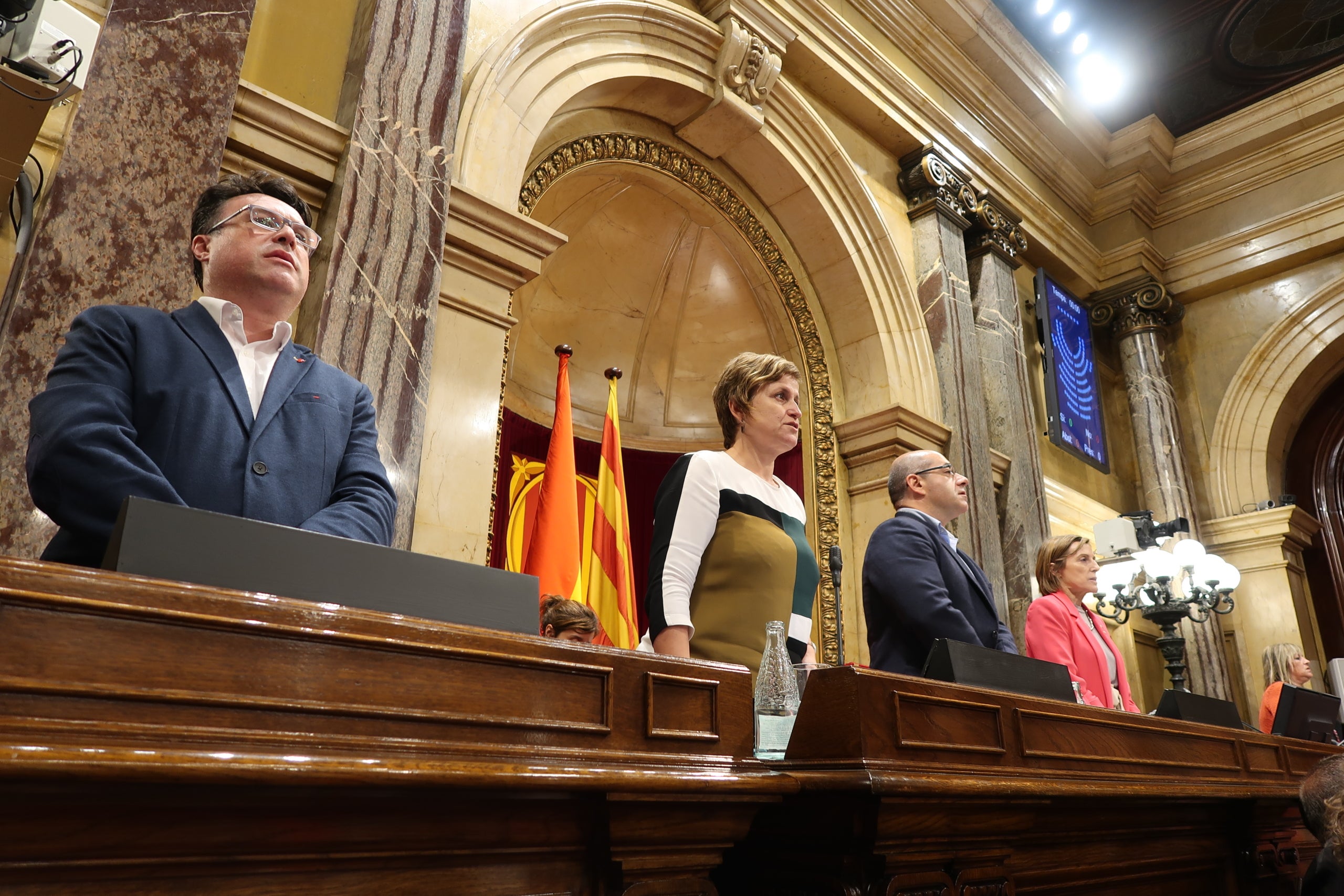 Joan Josep Nuet, Anna Simó, Lluís Guinó y Carme Forcadell, el día del pleno de 7 de septiembre/Parlamento