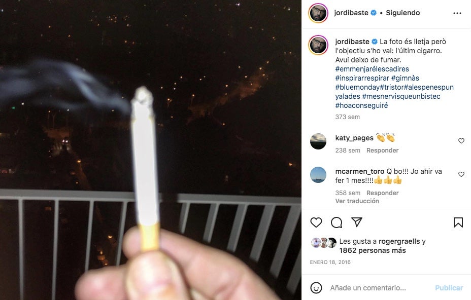 Jordi Basté ja havia deixat de fumar - Instagram