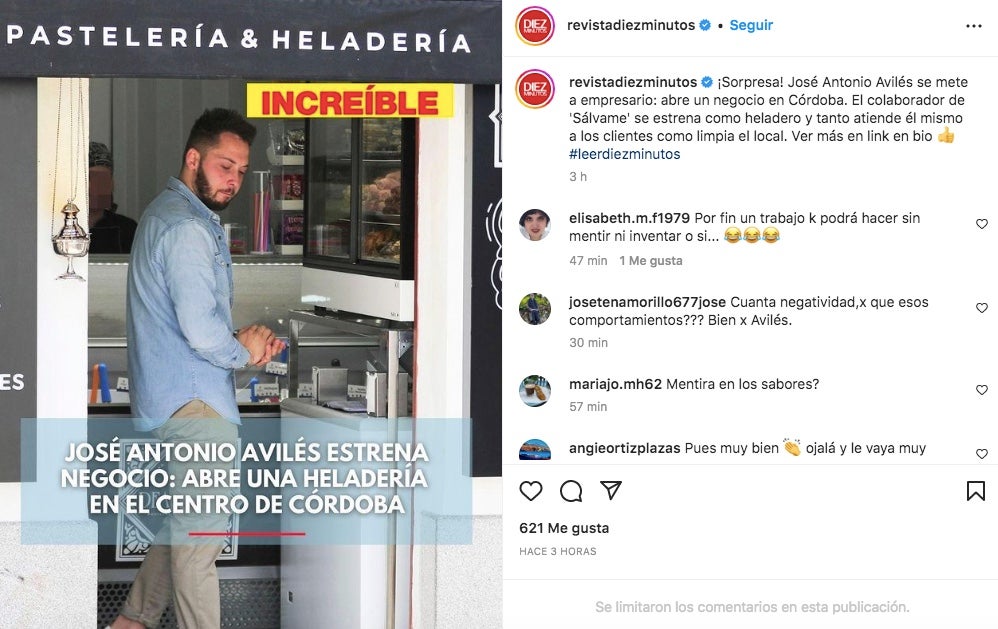 José Antonio Avilés comença un negoci en una gelateria - Instagram