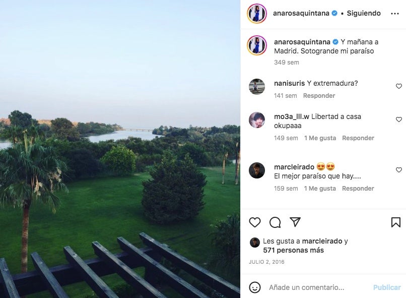 La presentadora muestra las vistas desde la casa de Sotogrande - Instagram