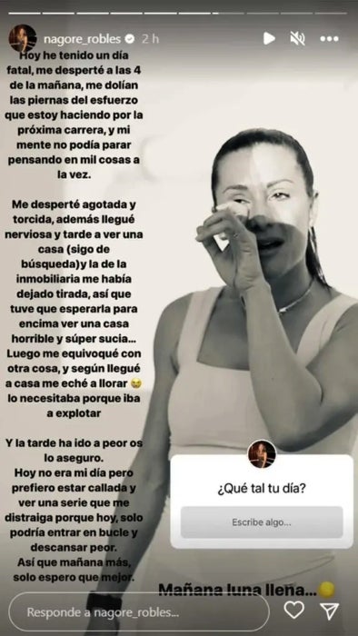 Nagore Robles, molt trista en un dia difícil - Instagram