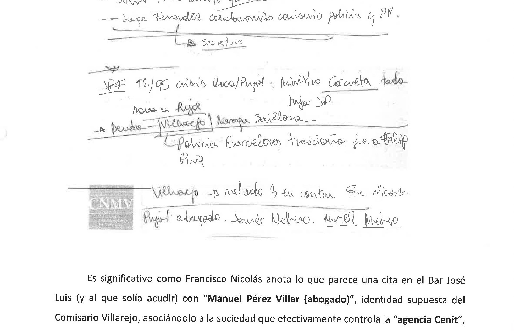 Parto del informe policial que recoge las notas del Pequeño Nicolás/Quico Sallés