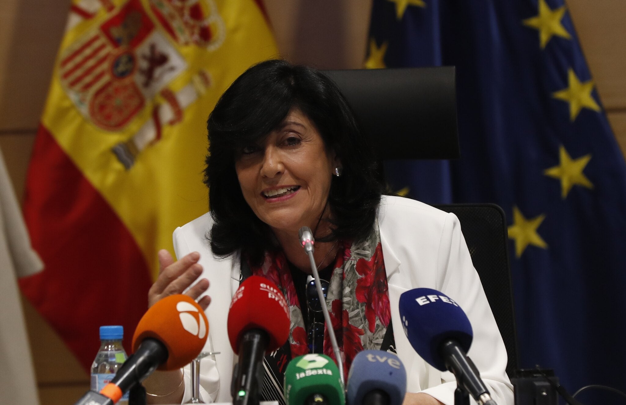 La directora del CNI, Esperanza Casteleiro, aquest matí a la seu dels serveis d'Intel·ligència/MdD