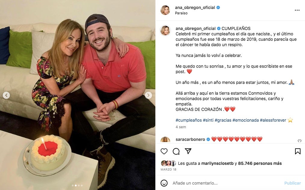 Ana Obregón completa l'escrit d'Álex Lequio - Instagram