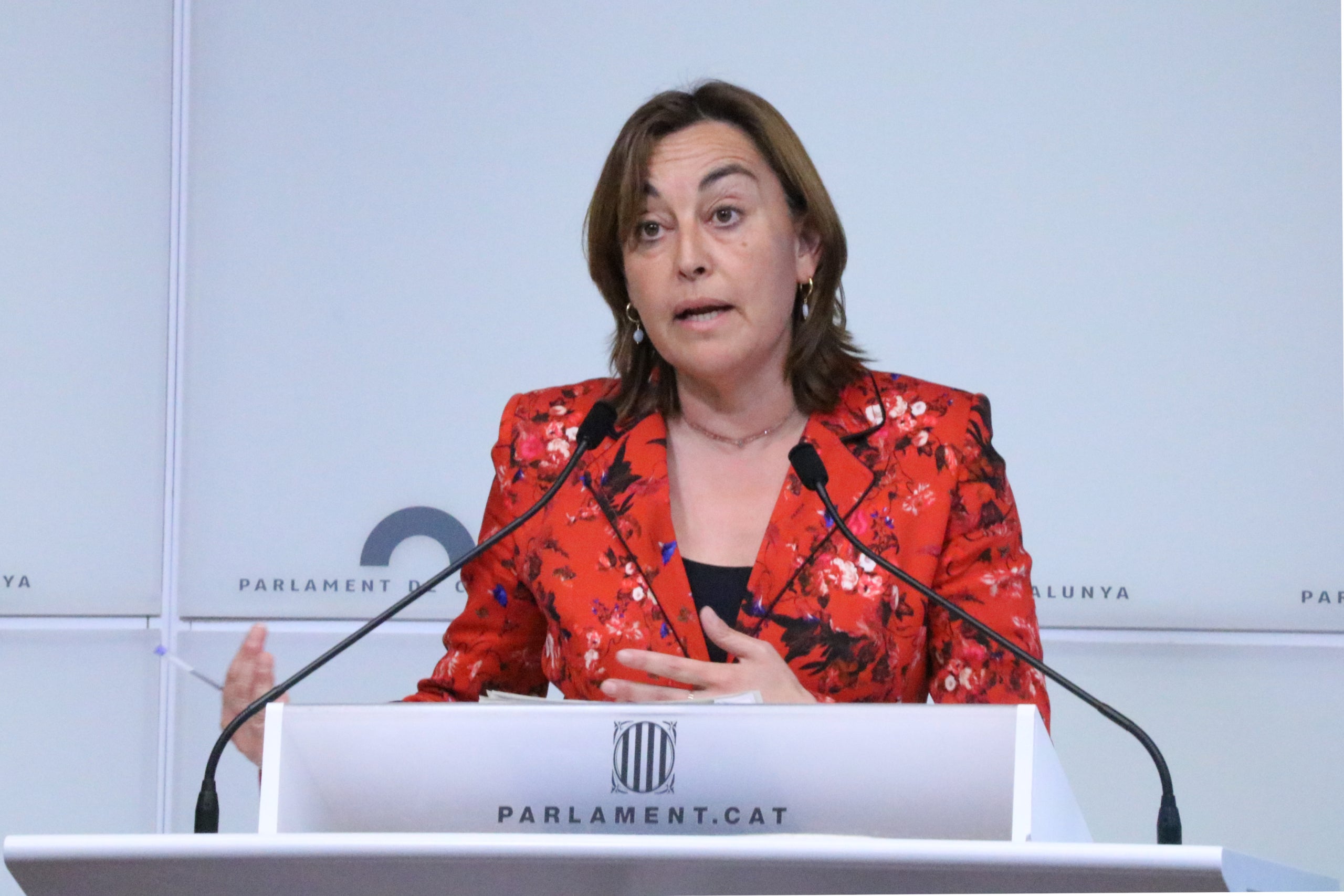 La diputada del PSC Sílvia Paneque en rueda de prensa en el Parlamento después de la reunión del gobierno alternativo / ACN