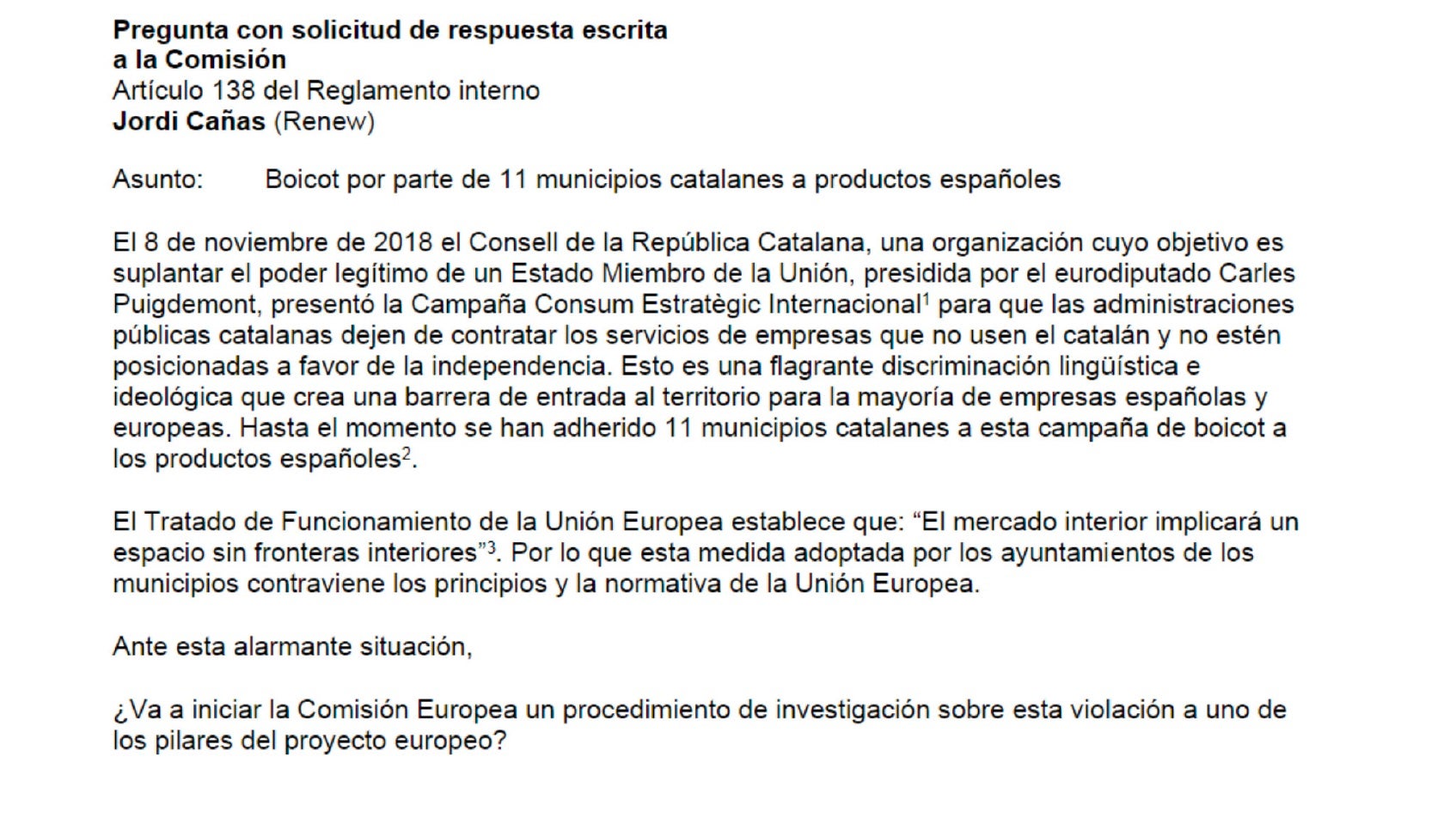La pregunta de Ciutadans que no encerta el nom