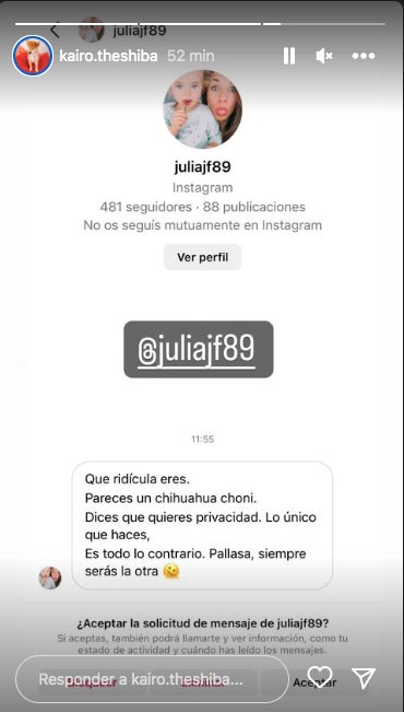La xicota de Risto denuncia els missatges que rep - Instagram