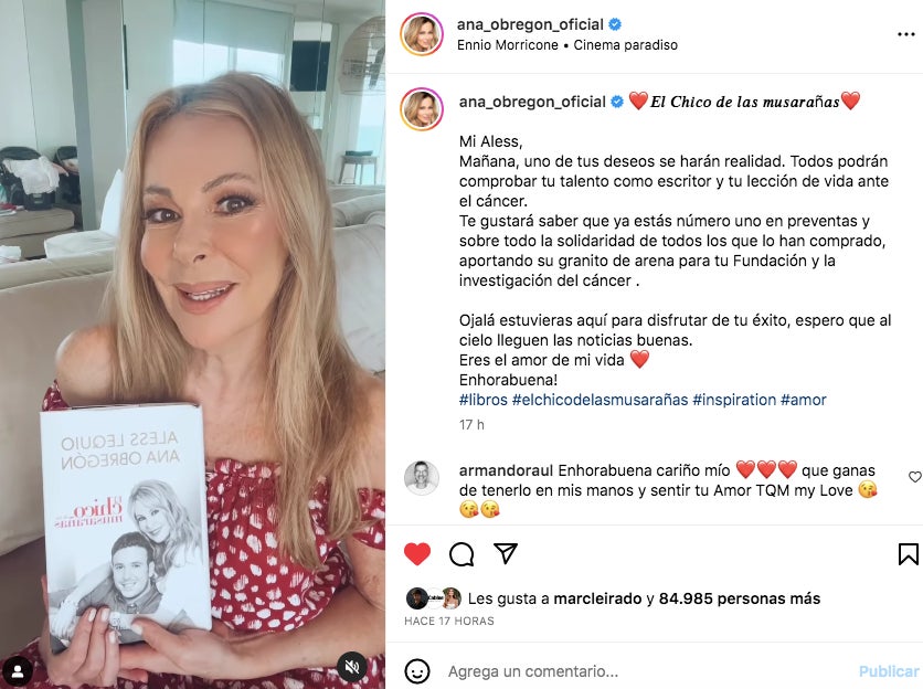 L'actriu espera vendre molts exemplars del llibre d'Álex Lequio - Instagram