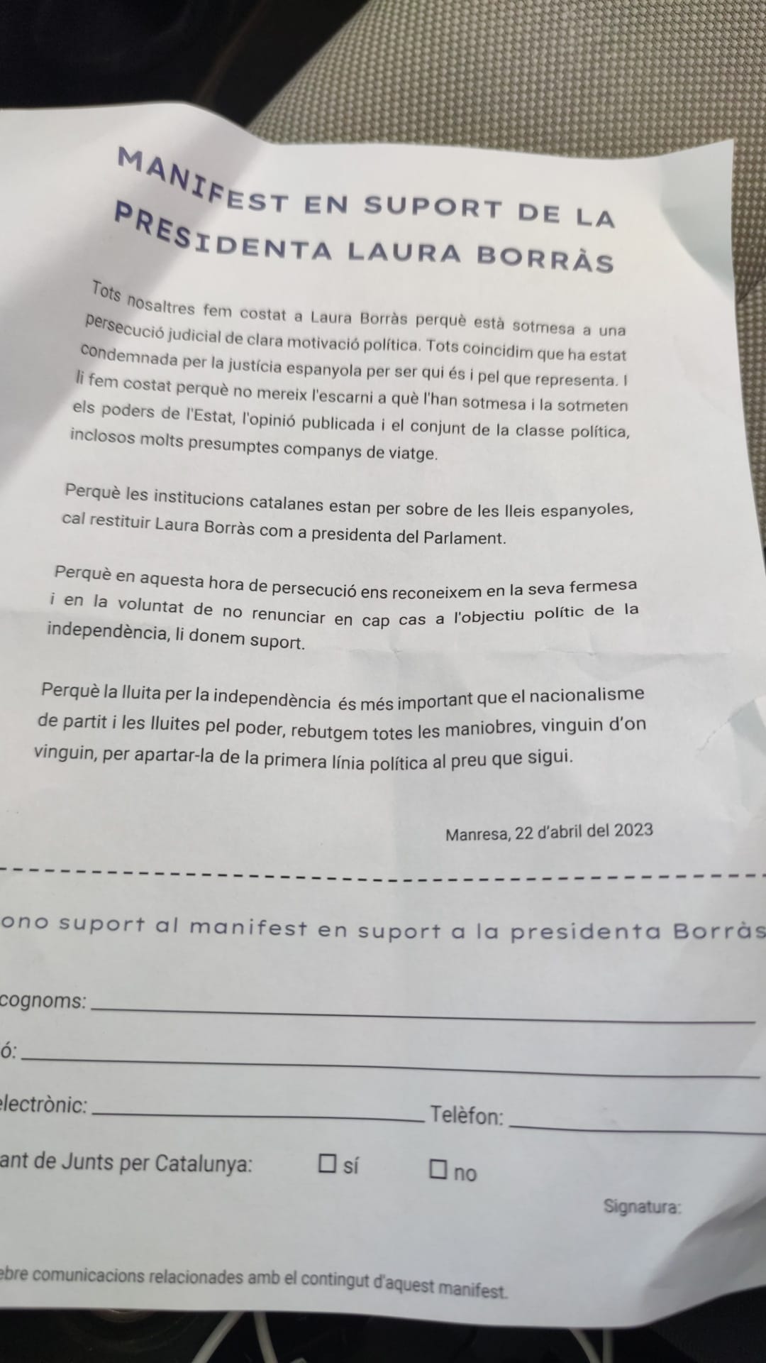 El manifest de suport a Laura Borràs / V.P.