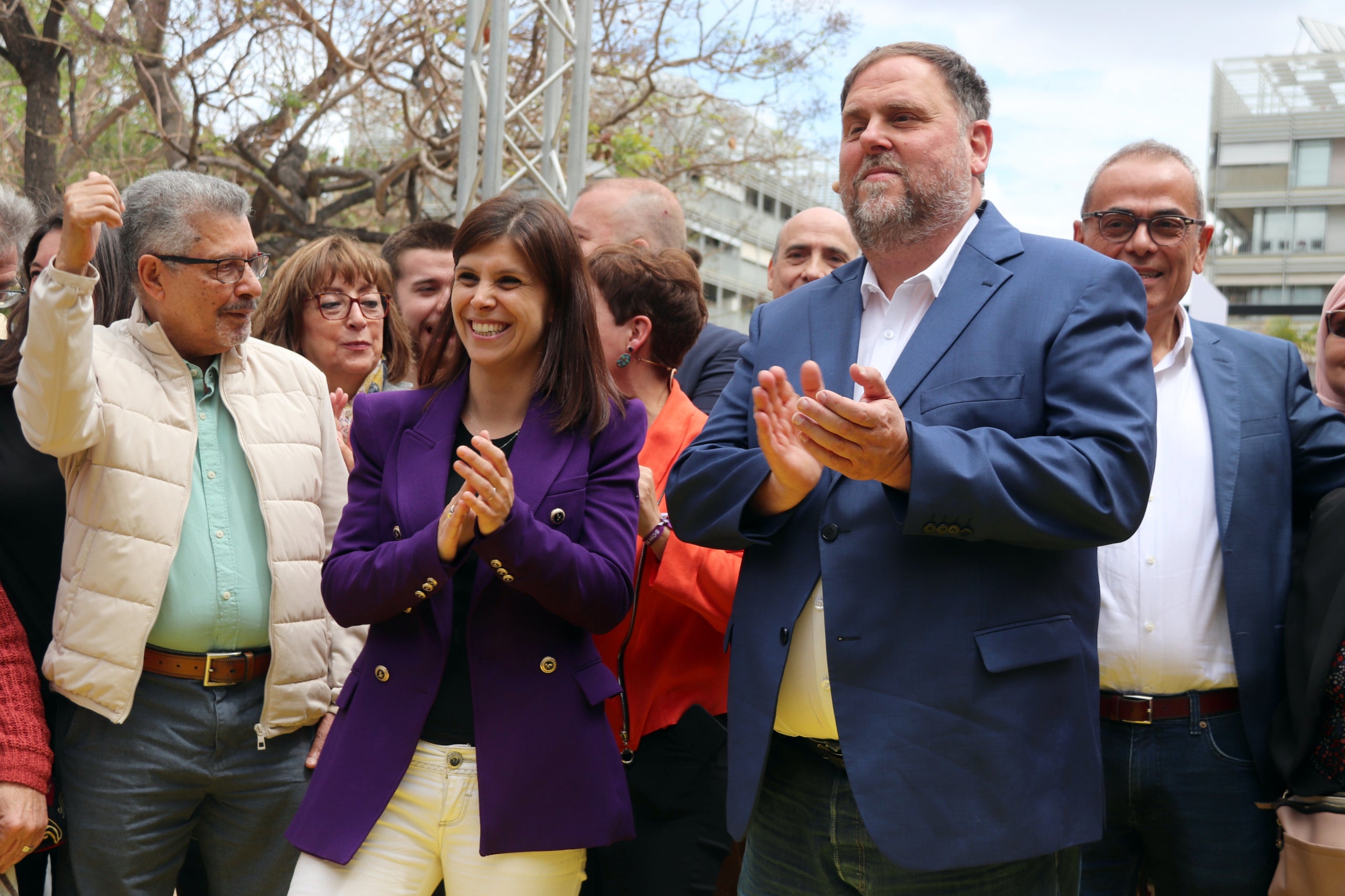 Marta Vilalta i Oriol Junqueras en un acte de campanya a l'Hospitalet / ACN