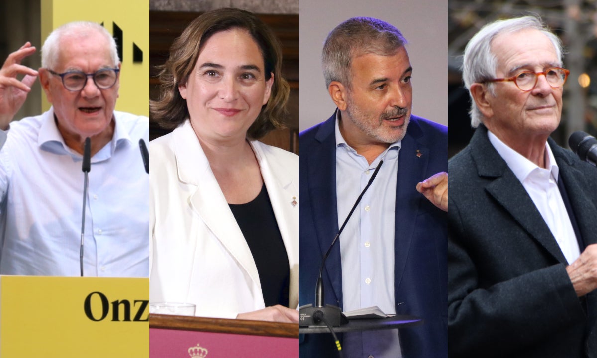Els quatre principals candidats a l'Ajuntament de Barcelona, Ernest Maragall, Ada Colau, Jaume Collboni i Xavier Trias