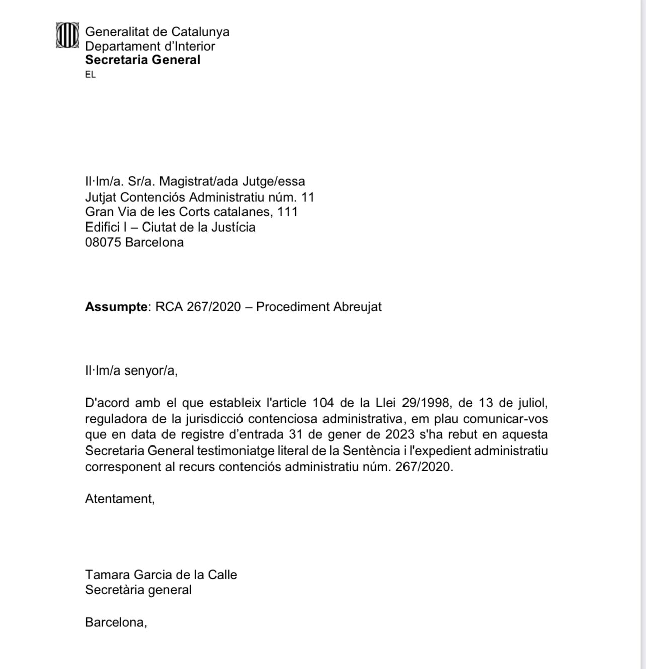 El certificat d'Interior de quan va rebre la sentència de Donaire fa gairebé quatre mesos/QS