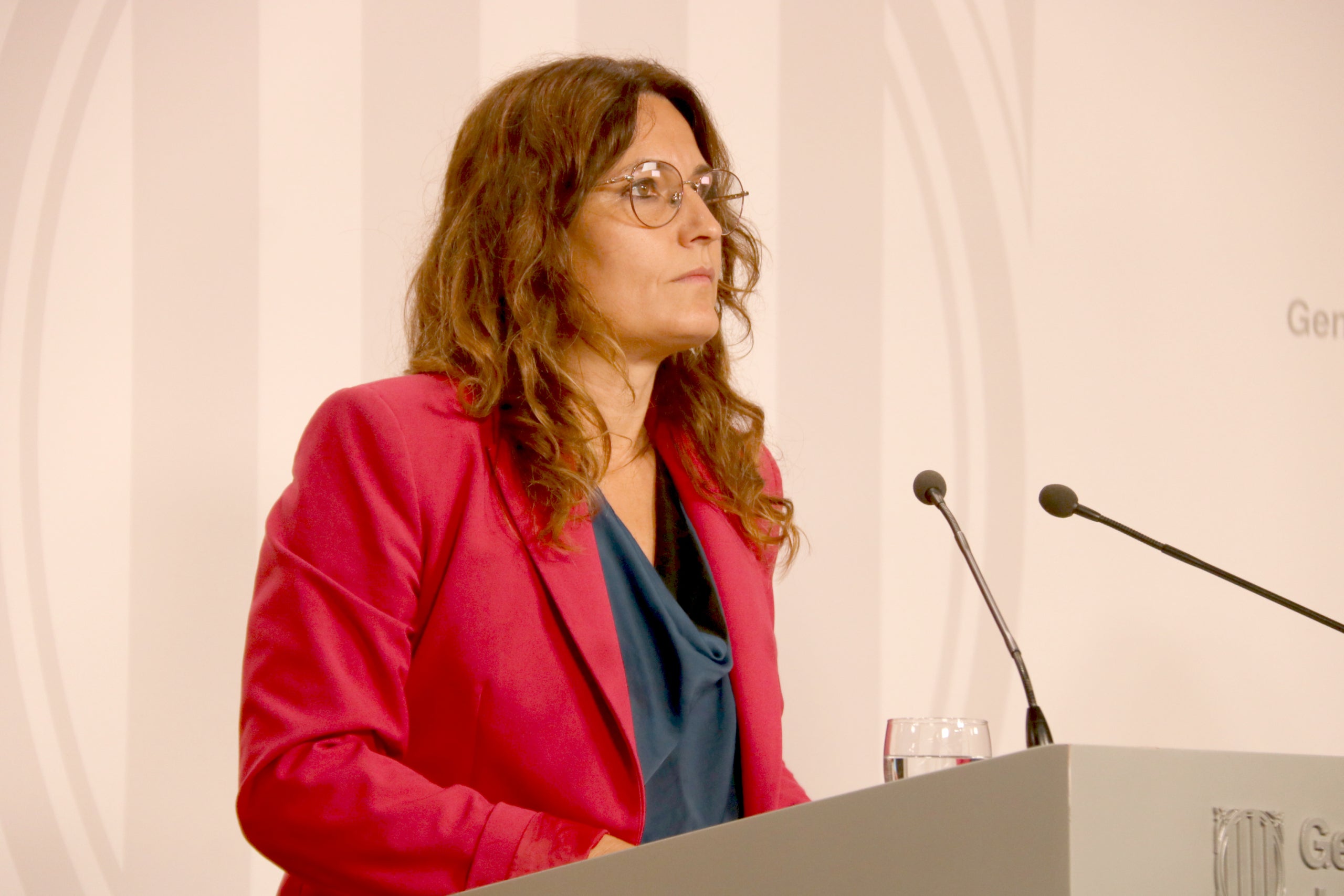 La consellera de la Presidència, Laura Vilagrà, en roda de premsa a Palau / ACN