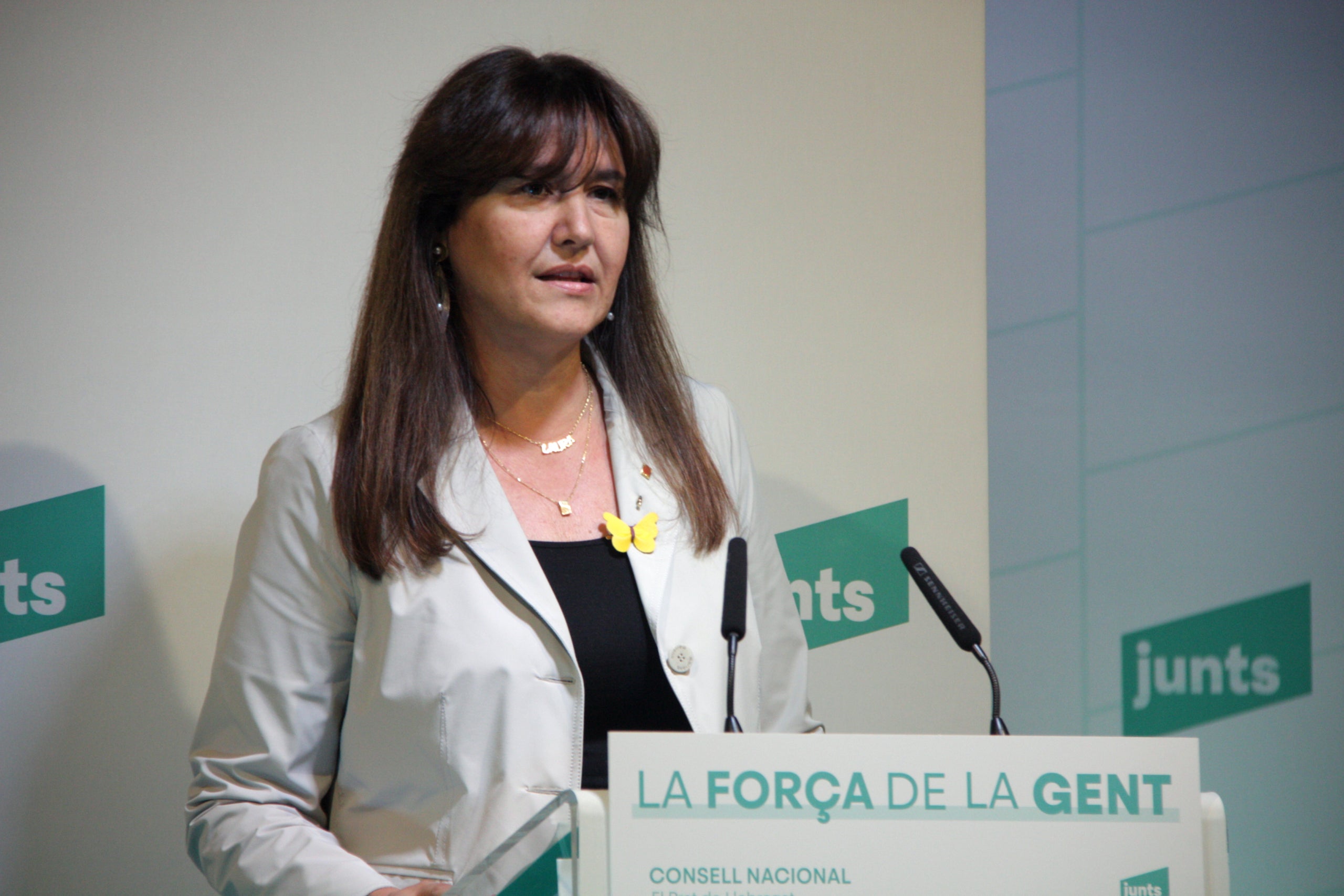 La presidenta de Junts, Laura Borràs, en una roda de premsa / ACN