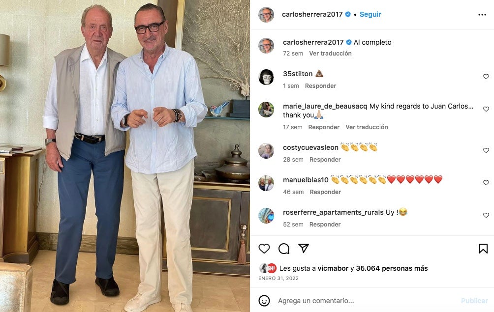 Carlos Herrera visitó Joan Carles en Abu Dabi - Instagram