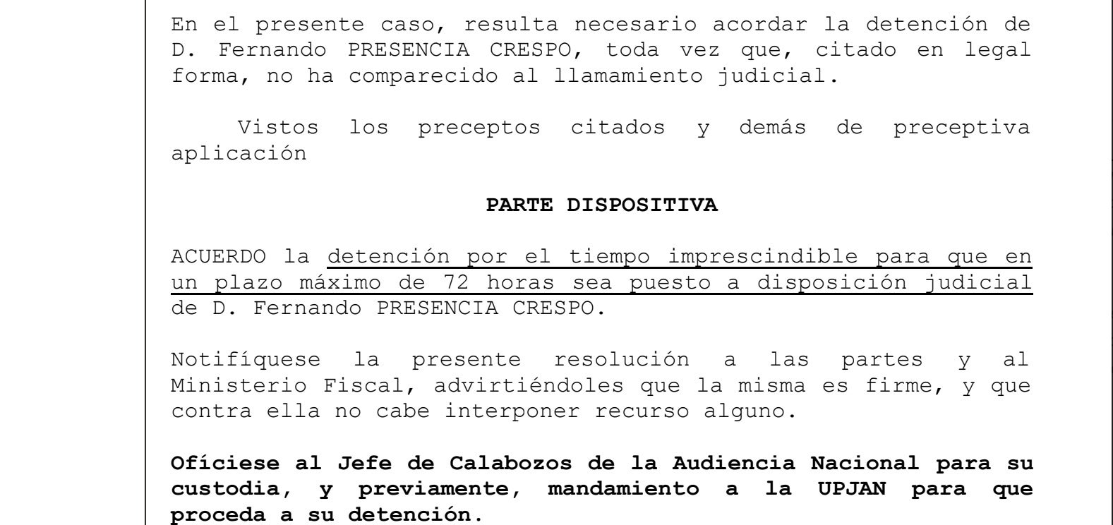 La orden de detención de Fernando Presència dictada por el juez Gadea/QS