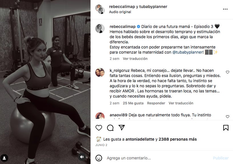 La arquitecta se prepara para el parto con varios ejercicios - Instagram