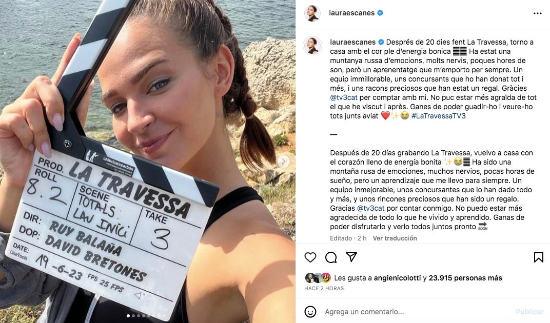 Laura Escanes acaba el rodatge de La Travessa - Instagram