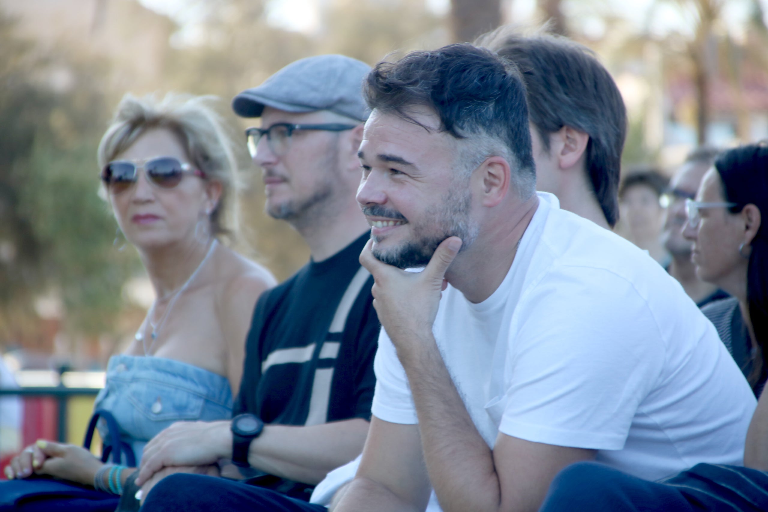 El cap de llista d'ERC a les eleccions del 23-J, Gabriel Rufián, durant un acte del partit a Badalona / ACN