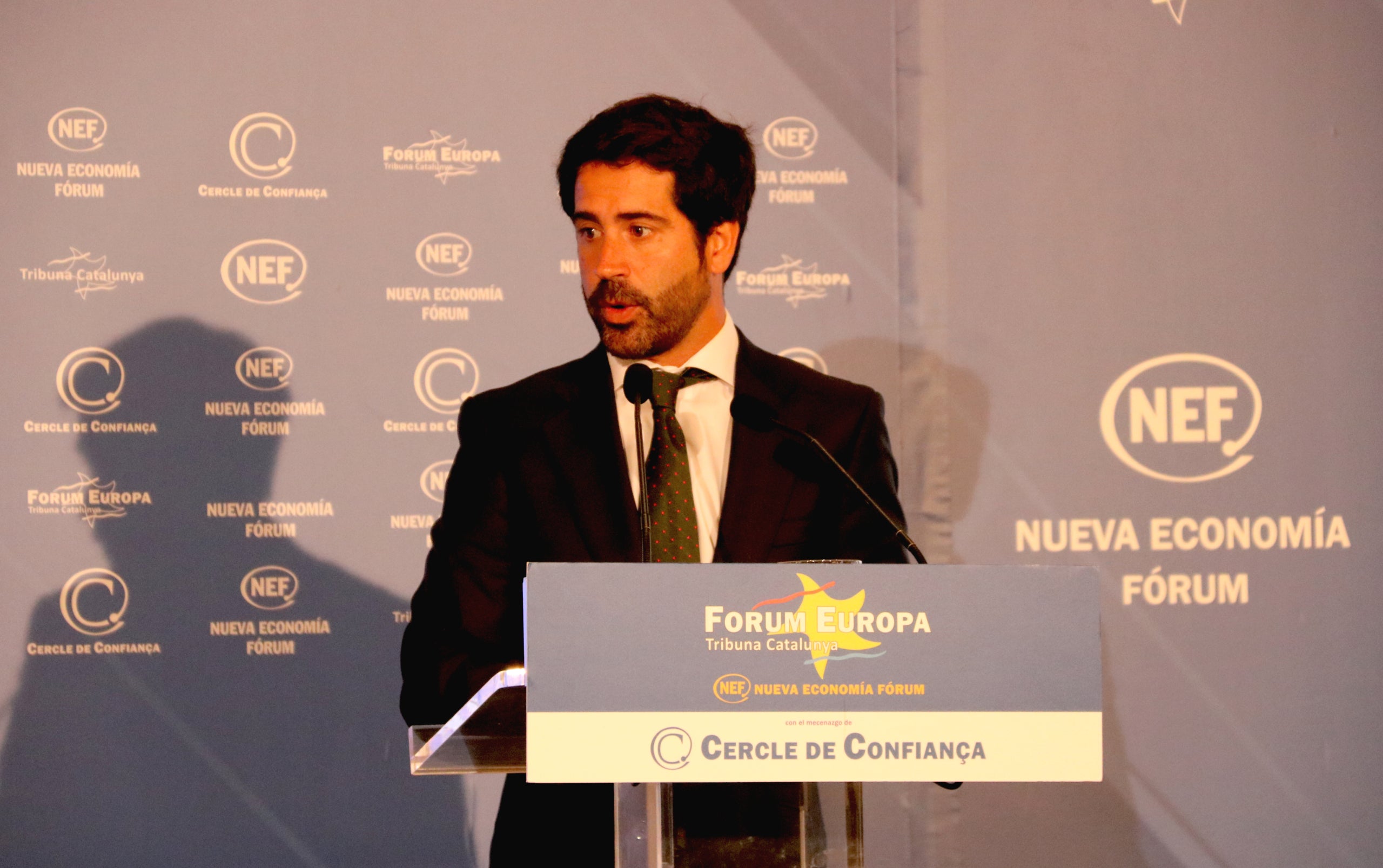 El candidat del PDeCAT Espai-CiU, Roger Montañola, en una intervenció al Fòrum Europa / Europa Press