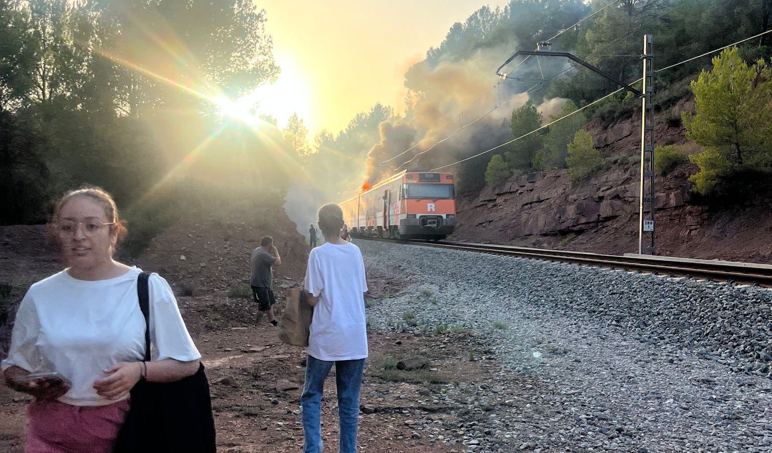 Imatges del tren de Rodalies incendiat a Cervera / ACN/Cedida
