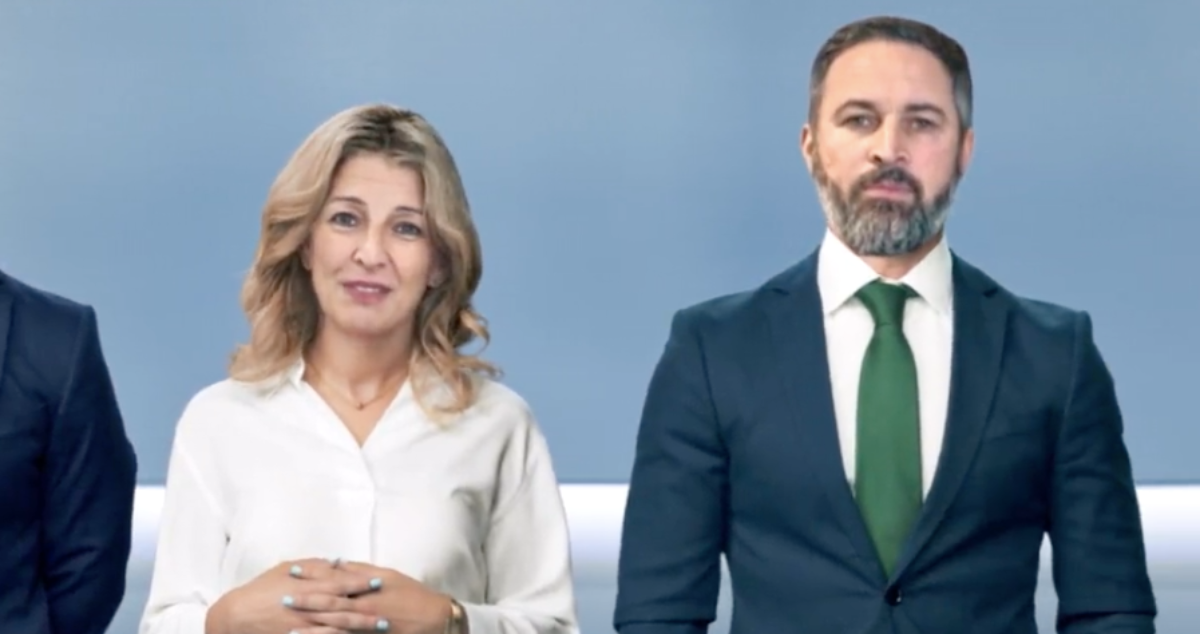Yolanda Díaz i Santiago Abascal en el vídeo electoral d'Amnistia Internacional / AI