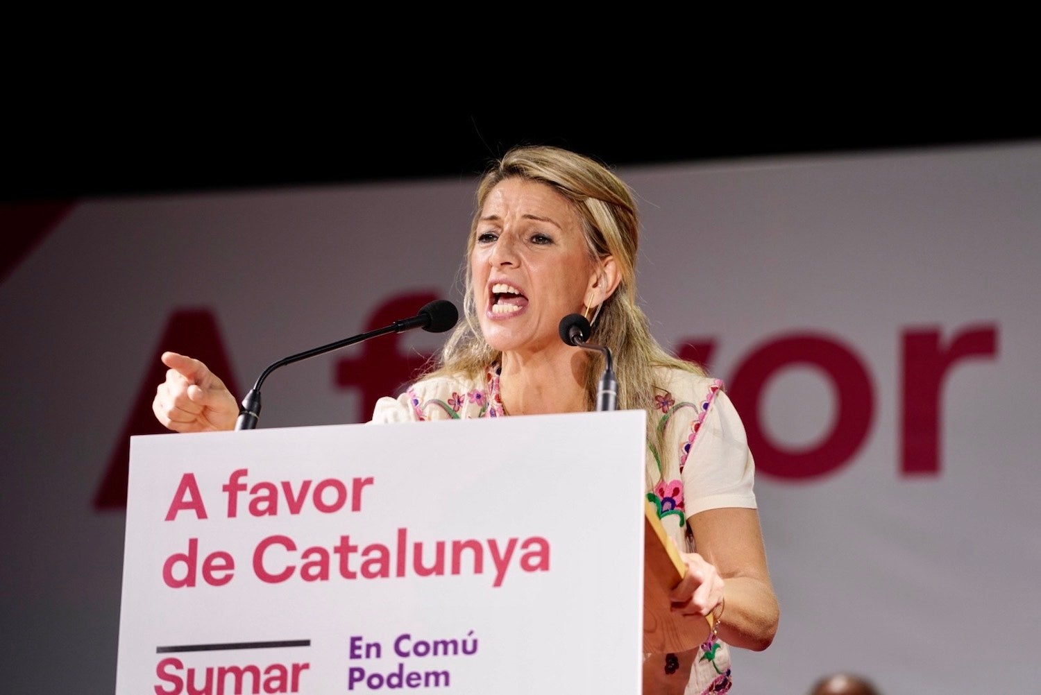 La candidata de Sumar a la presidencia del gobierno español, Yolanda Díaz, interviene al mitin central de Sumar-En común Podemos / Mireia Comas